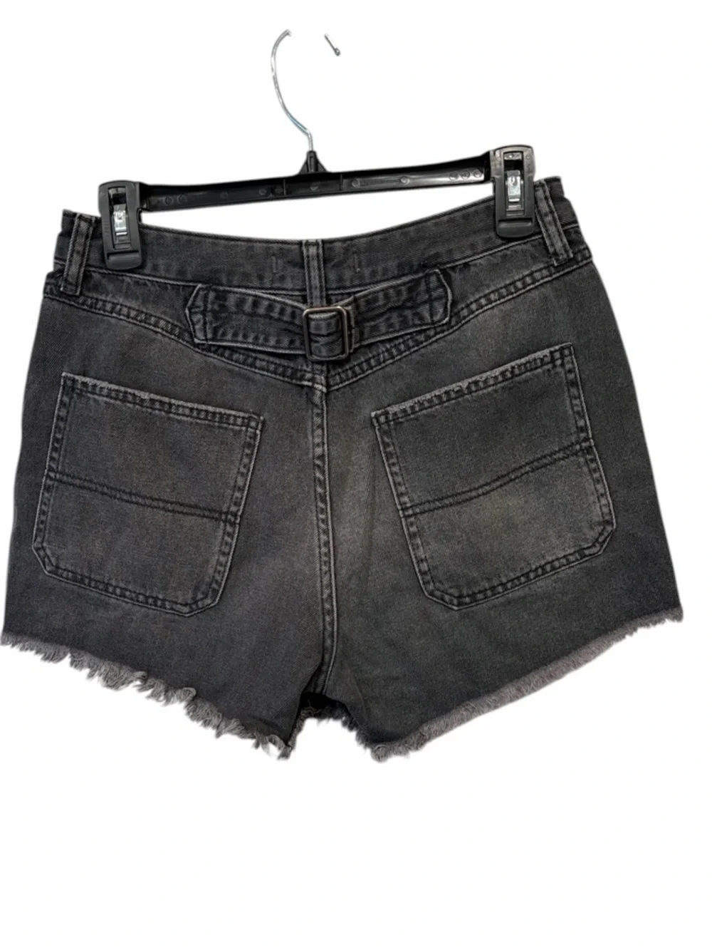 We The Free Utility Shorts Size 29 Black Distressed High Rise Button Fly Frayed